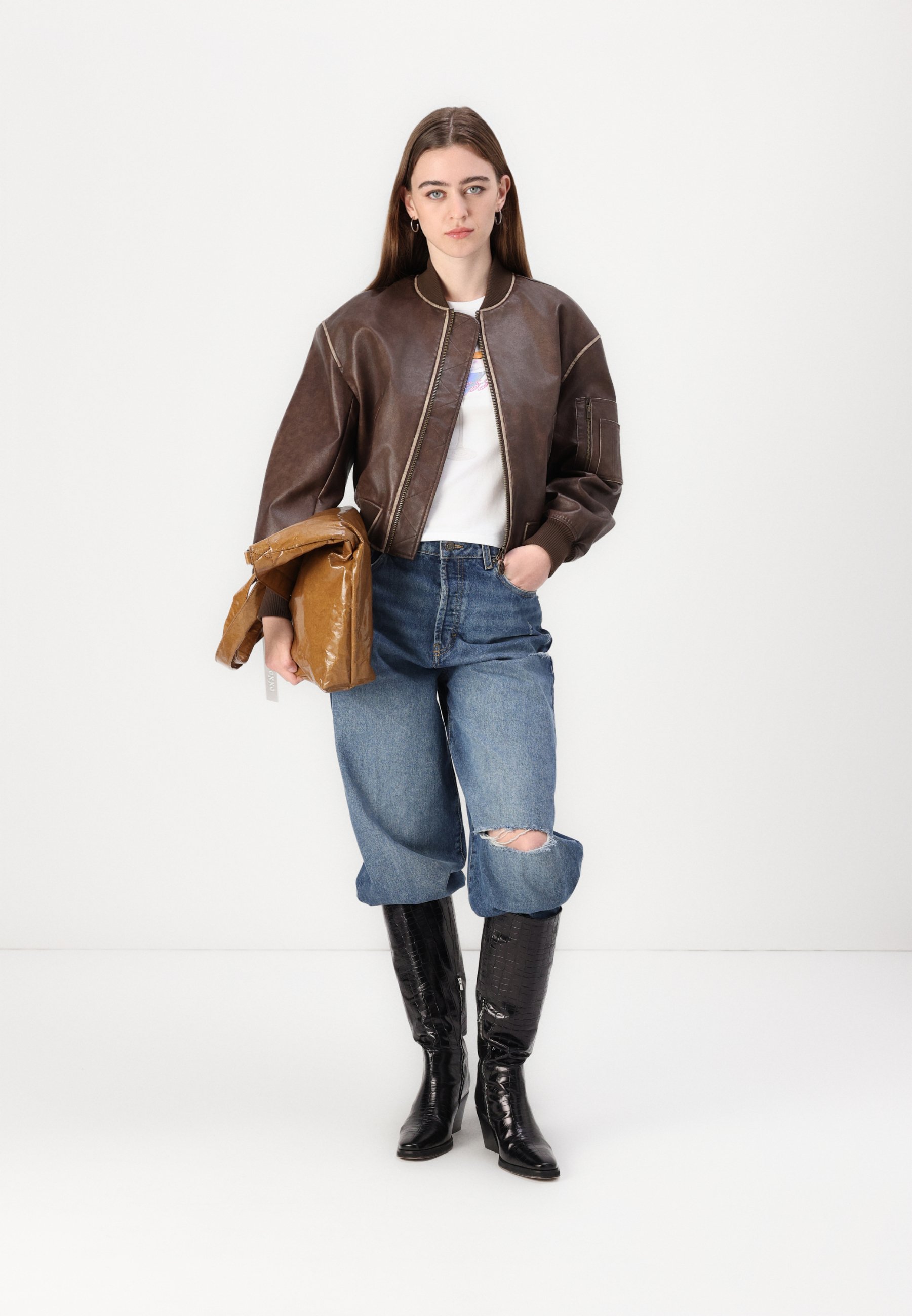 Guess ANGELIQUE VINTAGE - Faux leather jacket - regal brown/brown