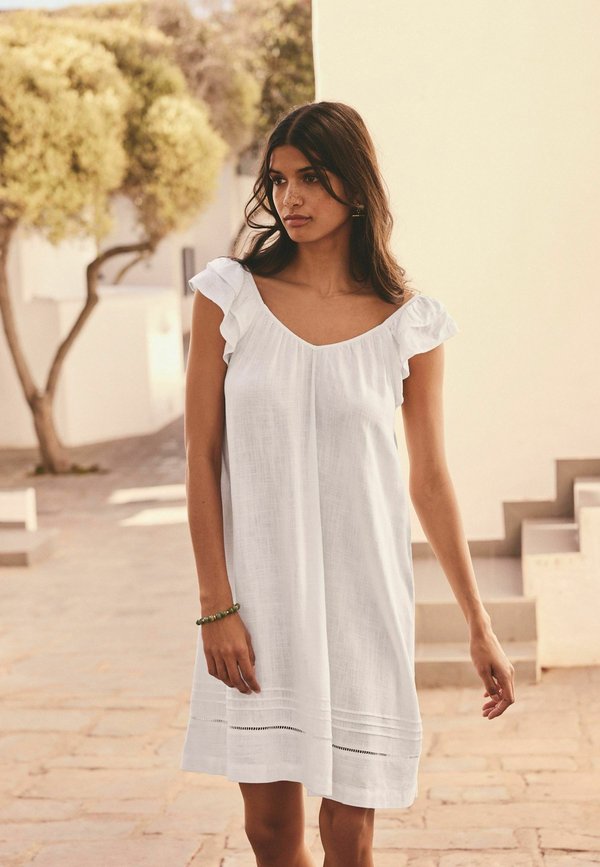 REGULAR FIT - V-NECK RUFFLE SLEEVE - Freizeitkleid