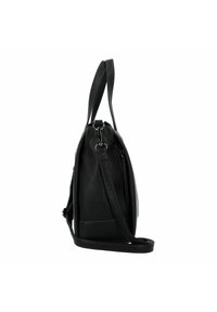 Schwarze Lederhandtasche mit elegantem Design, verstellbarem Schultergurt und Reißverschlussfächern. Strukturiert Oberfläche mit subtiler Nähte.