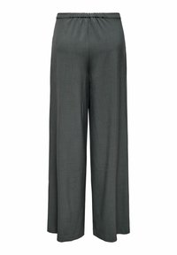 Pantalon ample gris foncé à taille élastique, présenté sur un fond blanc.