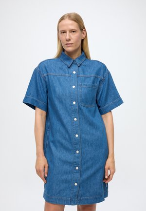 LOOSE FIT MINI LENGTH - Denim dress - aqua