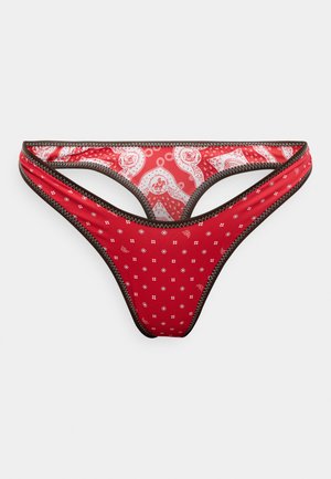Rode bikinibroek met een bandana-patroon en witte accenten. Getrimd in donkerbruin, met een low-rise pasvorm en een zachte textuur.