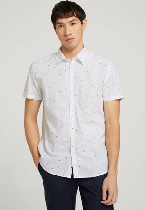 GEMUSTERTES - Polo - white blue mini wave print