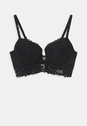 STRAPPY BLING PADDED PLUNGE LONGLINE BRA - Reggiseno push-up - black
