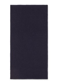Dunkelmarineblauer Strickschal mit gerippter Textur, rechteckiger Form, aus einfarbigem und dicht gewebtem Material für Wärme.
