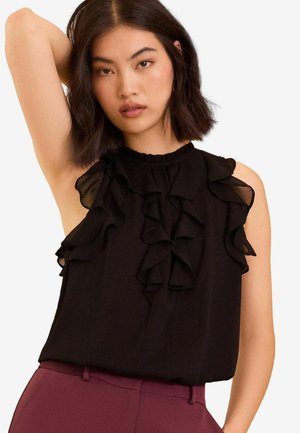 Love & Roses SLEEVELESS RUFFLE DETAIL REGULAR FIT - Blūze - black