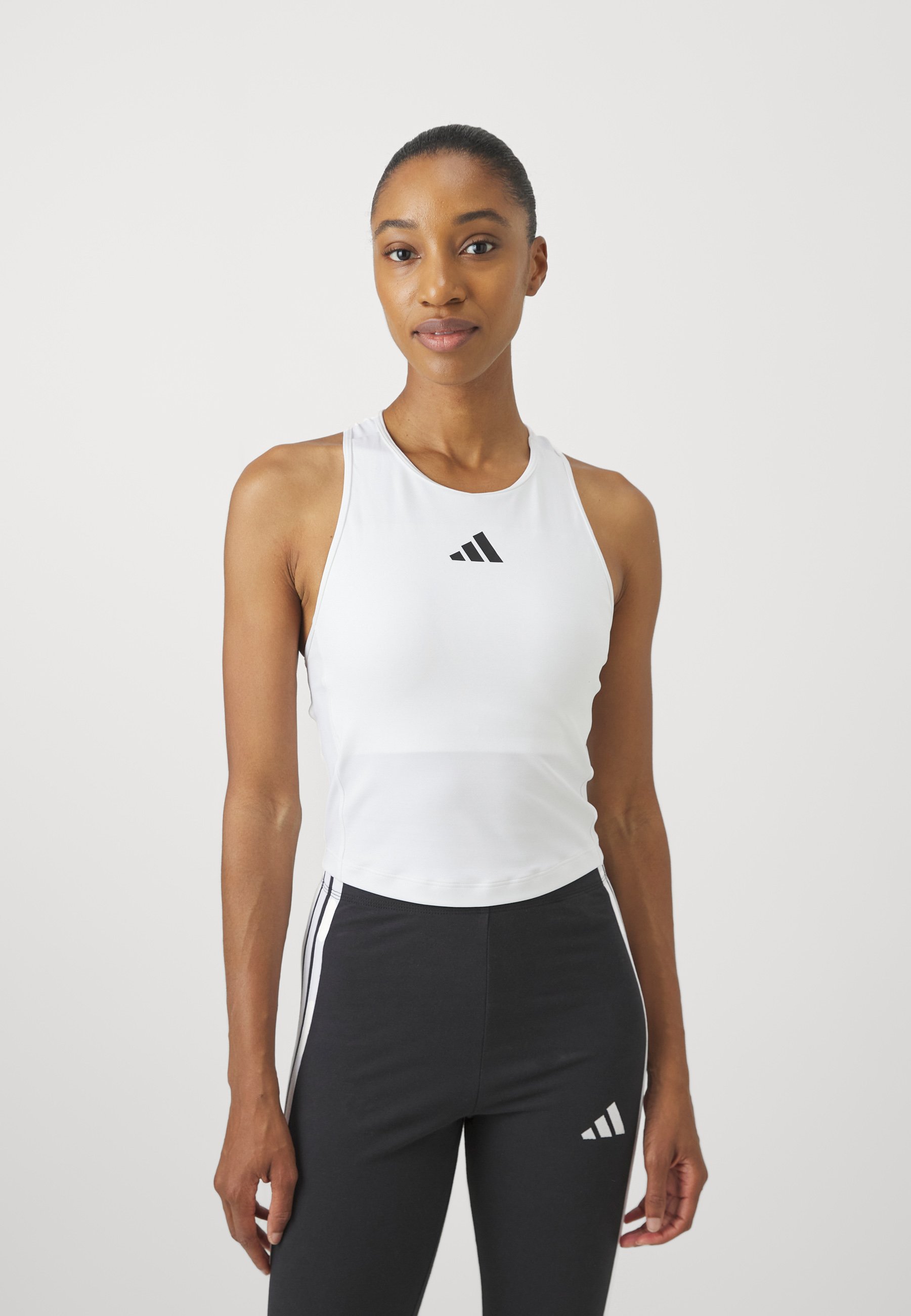 売れ筋商品|||アディダス Tシャツ レディース トップス POWER RACERBACK BRA  3 STRIPES - Top - white adidas Power 3-Stripes Racerback Bra Tank Top - White | Free