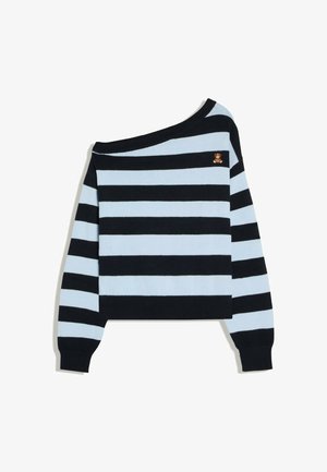 Bershka, EMBROIDERED BOAT NECK - SWEATER - Striktrøje - dark blue