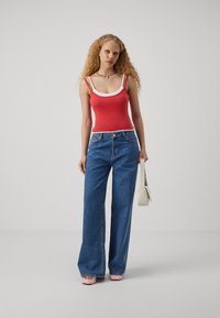 BDG Urban Outfitters DOUBLE LAYER  - Top - red hibiscus/bright white