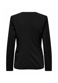 Černý blazer, pohled zezadu, s dlouhými rukávy a přiléhavým střihem, který zdůrazňuje elegantní a profesionální design.