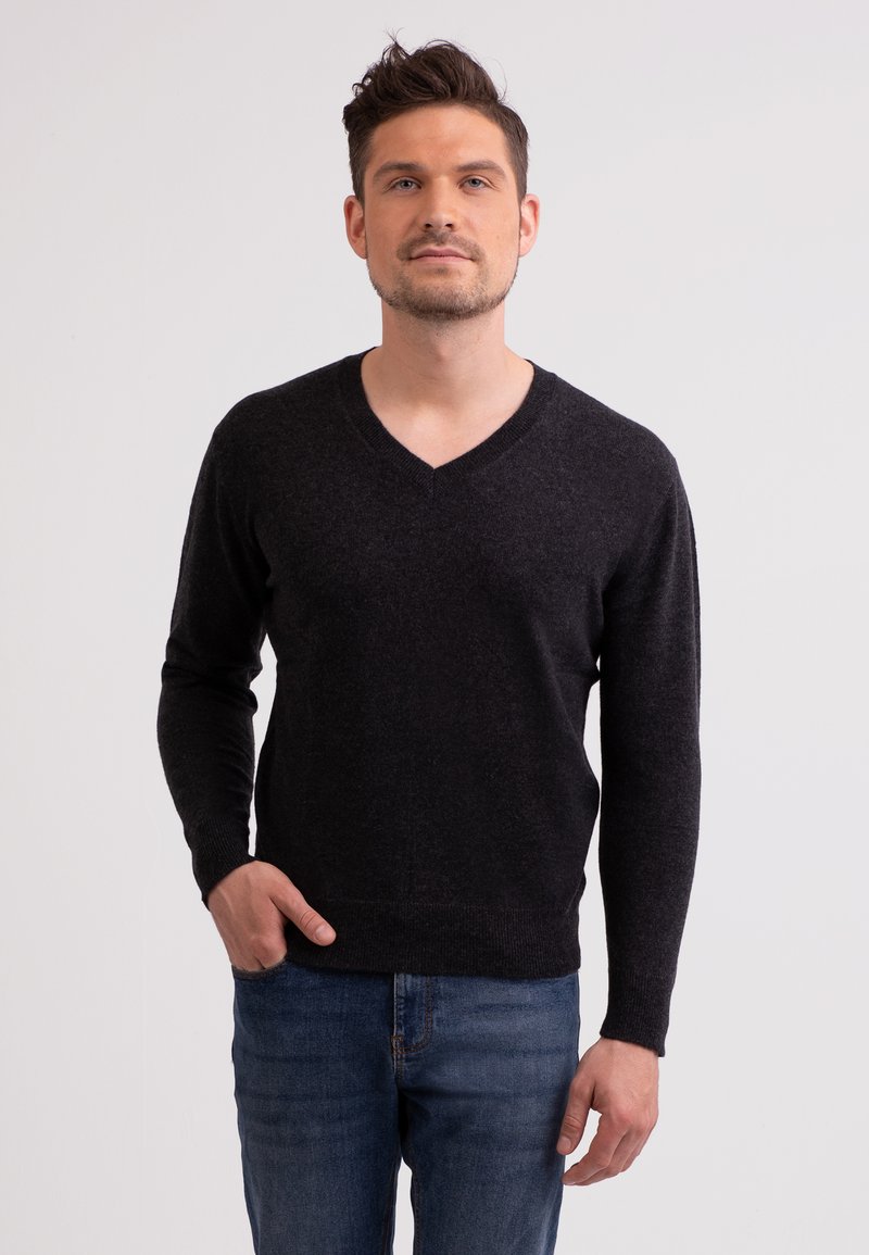 CASH-MERE V-AUSSCHNITT - Strickpullover - dunkel anthrazit