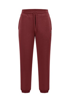 Bordeaux sweatpants lavet af blødt stof, med en elastisk talje med snor, sidelommer og elastiske manchetter ved anklen.
