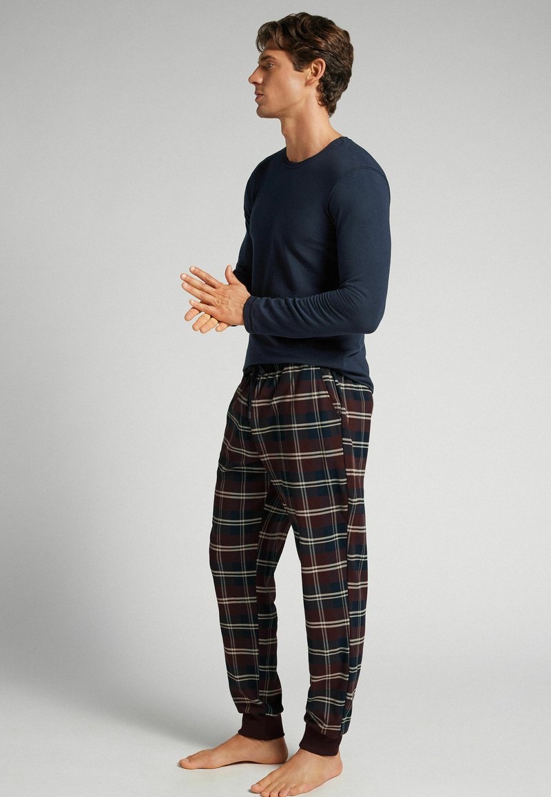 GLOBAL Pigiama Uomo Flanella Cotone Lungo Pantaloni Vita Elasticizzata Coulisse Bottoni Invernale Abbigliamento Da Notte Confortevole,3XL - Foto 10