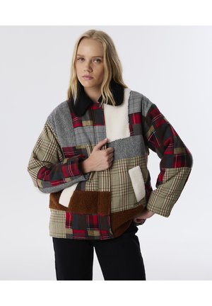 TWIST COAT PLAID PATTERN MIX JACKET - Giacca leggera - red