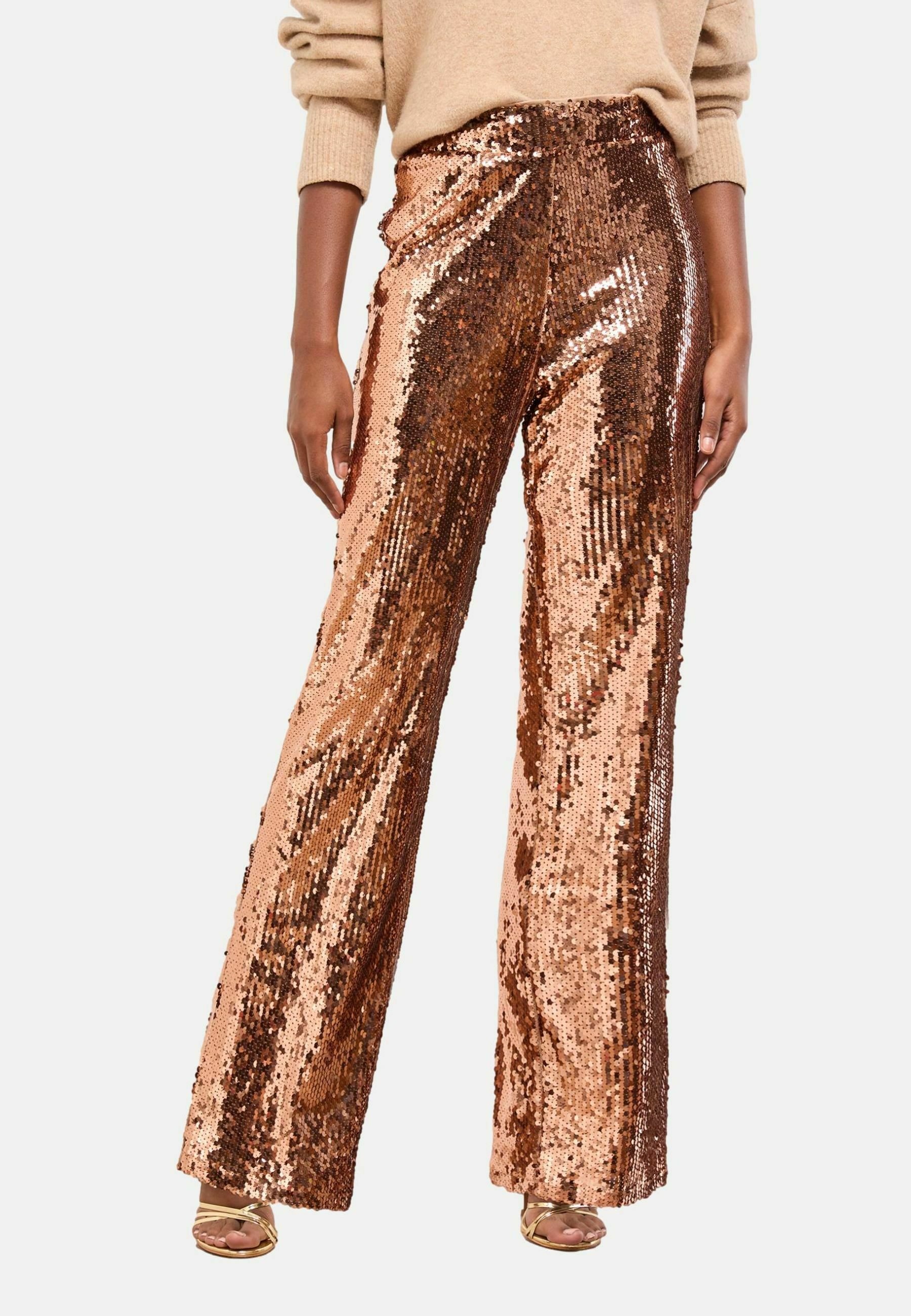 Floerns Pantaloni Larghi Da Donna Con Paillettes Lucide, Vita Elastica, Gamba Larga, Scintillanti Per Uscite, Feste E Compleanni, Taglie XS-L