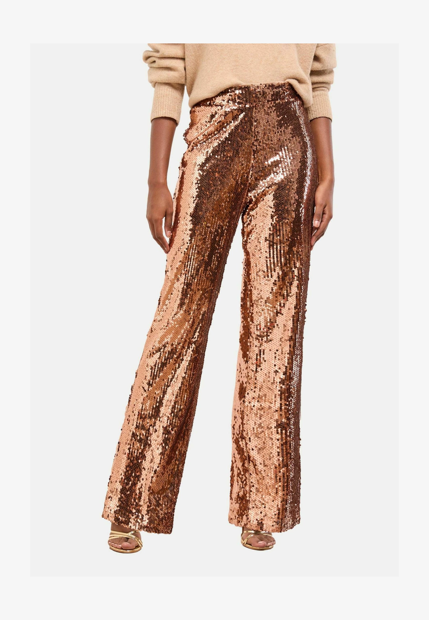 Floerns Pantaloni Larghi Da Donna Con Paillettes Lucide, Vita Elastica, Gamba Larga, Scintillanti Per Uscite, Feste E Compleanni, Taglie XS-L