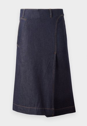 Victoria Beckham WRAP DETAIL SKIRT - Denimnederdele - dark indigo raw