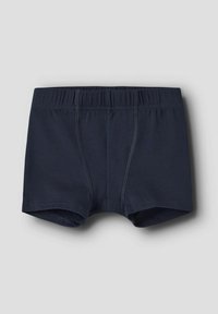 Bawełniane bokserki w kolorze granatowym z miękkim elastycznym pasem, gładką teksturą i płaskimi szwami dla komfortu. Klasyczny design bez wzorów.