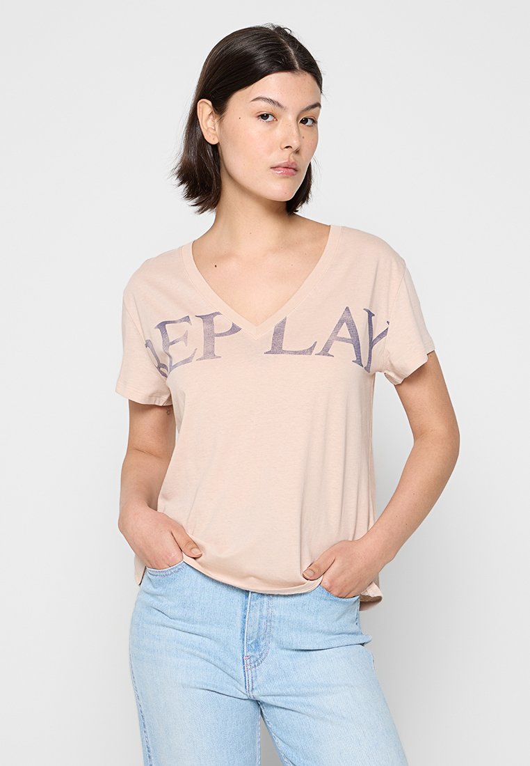Replay T-shirt print roze Replay T-shirt print roze