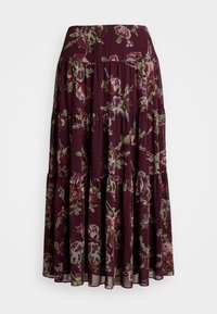Lauren Ralph Lauren FLORAL CRINKLE GEORGETTE TIERED SKIRT - A-silueta svārki - burgundy multi
