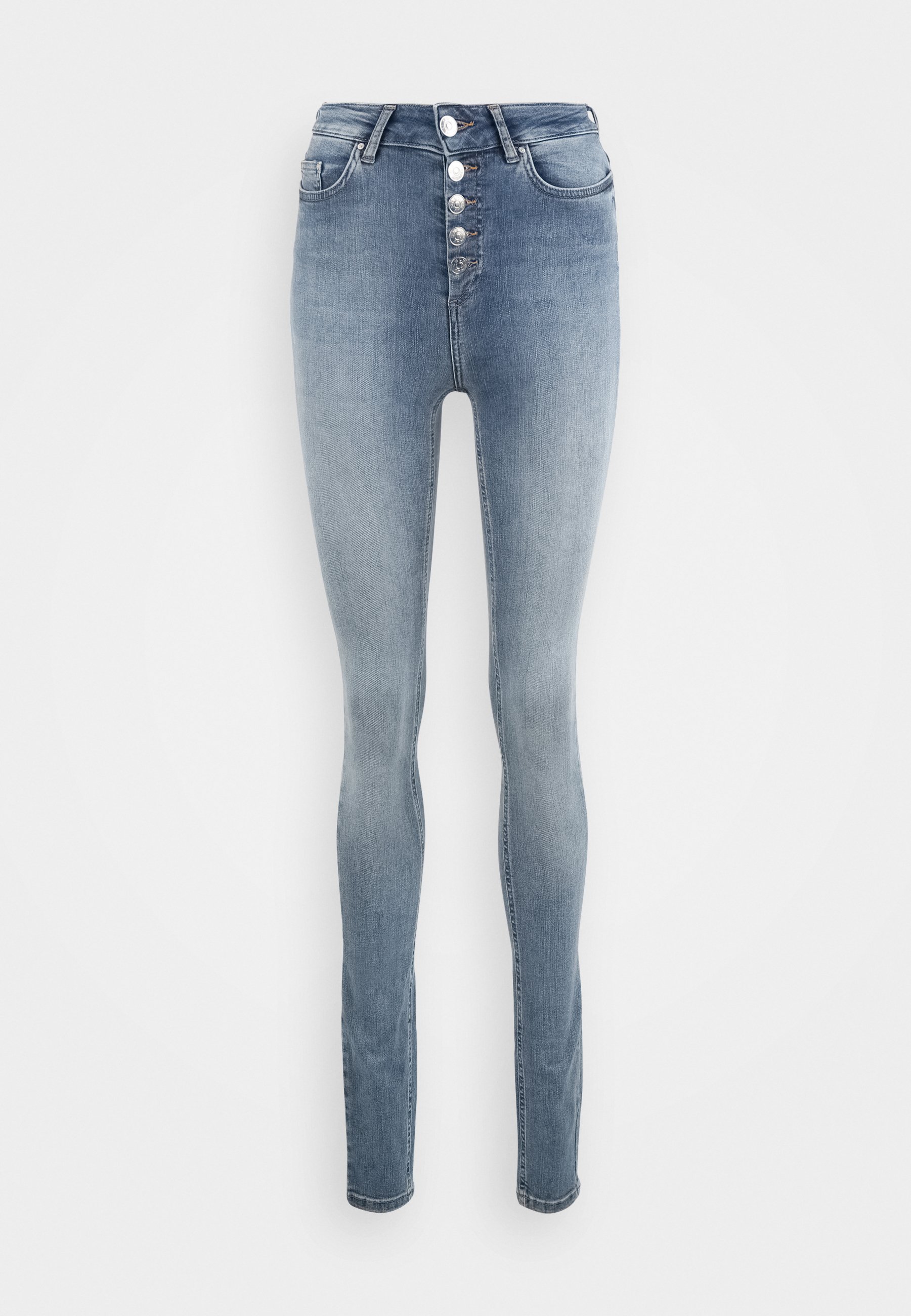 ONLY Onlroyal HW Biker Zip Ext DNM - Jeans Skinny Fit Donna Con Cerniera - Vita Alta E Mix Elasticizzato