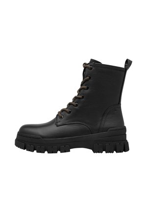 Tamaris, STIEFELETTE - Platform ankle boots - black leather