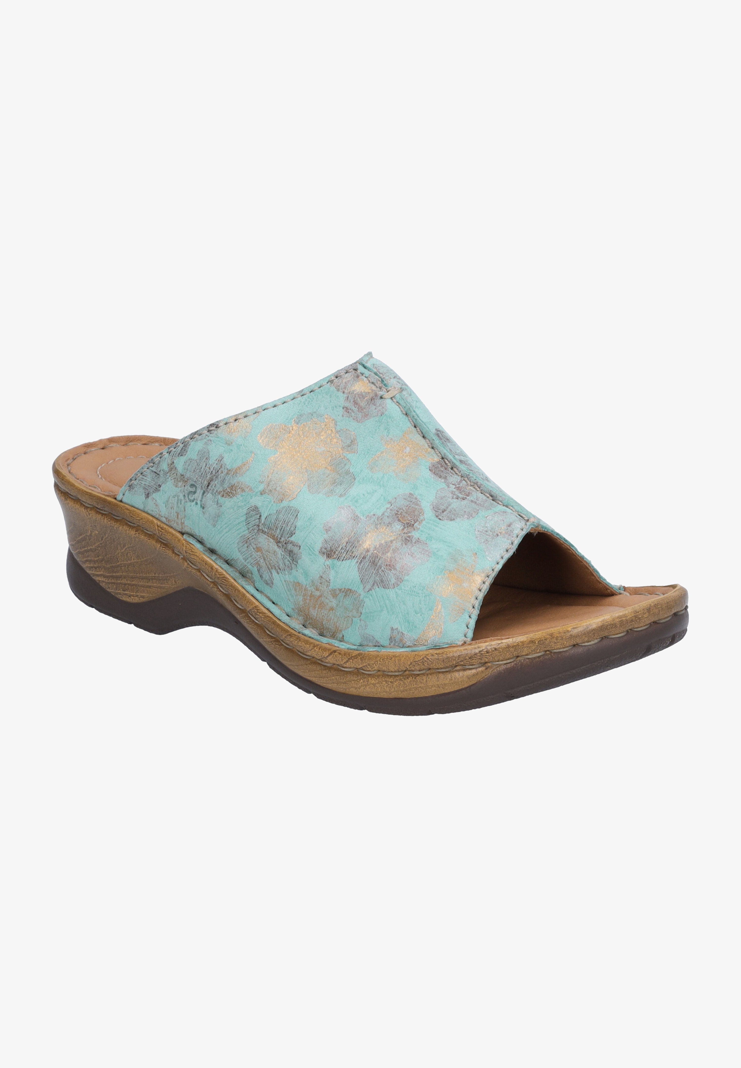 Zoccoli Donna Josef Seibel Catalonia 83 In Pelle Indaco Con Tacco 4,5 Cm - Made In Germany