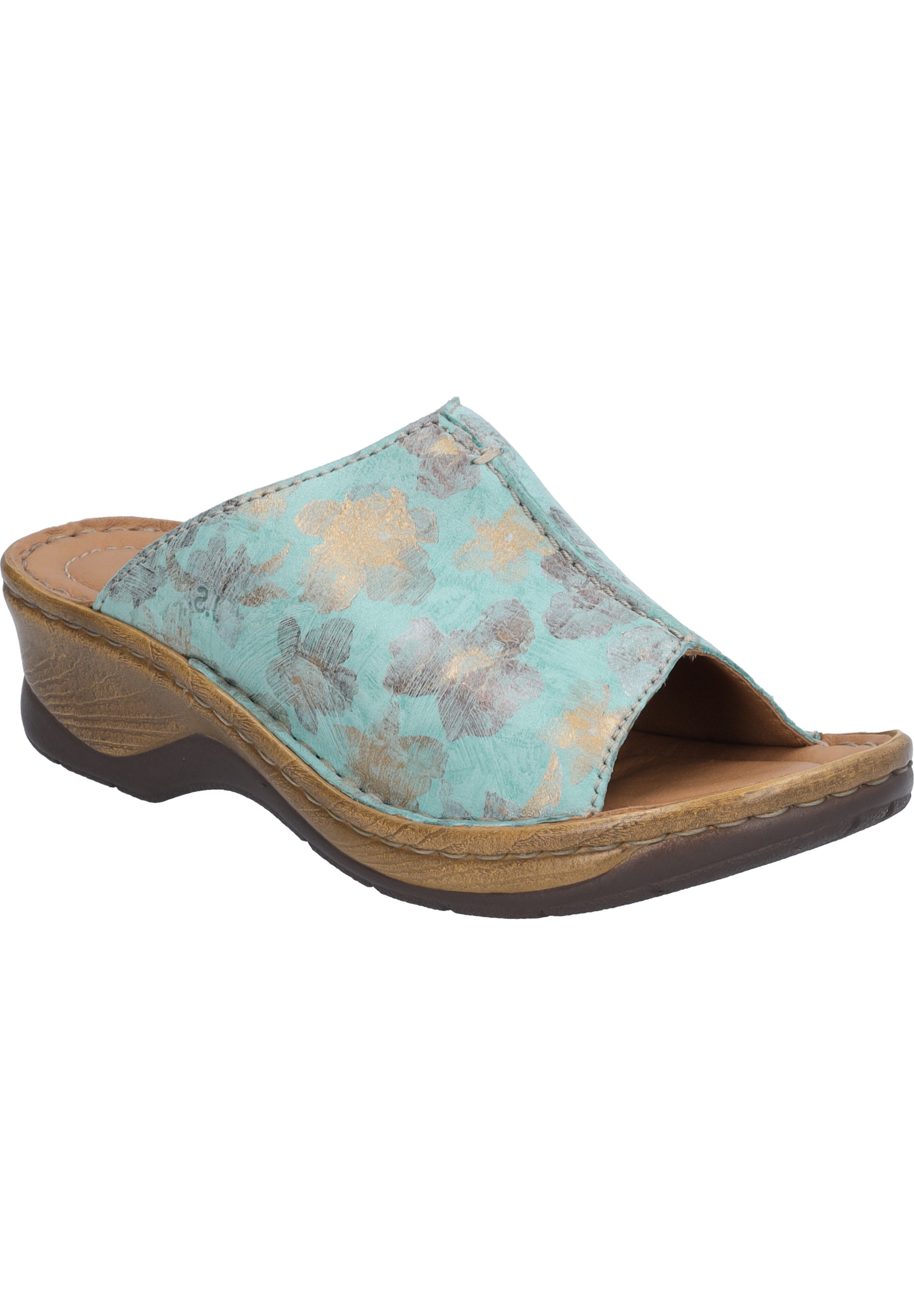Zoccoli Donna Josef Seibel Catalonia 83 In Pelle Indaco Con Tacco 4,5 Cm - Made In Germany