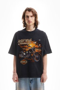 FAVELA - UNISEX - Marškinėliai su spaudiniu - black washed Miniatiūros vaizdas 1
