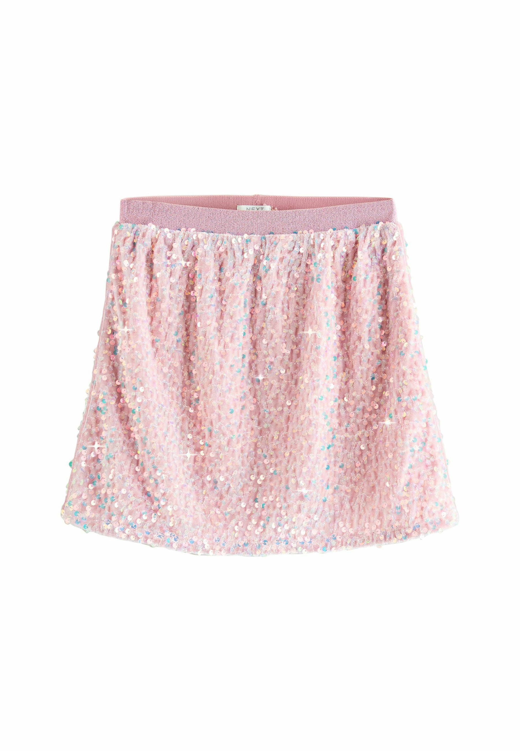 Next REGULAR FIT A-line skirt light pink velour sequin/pink