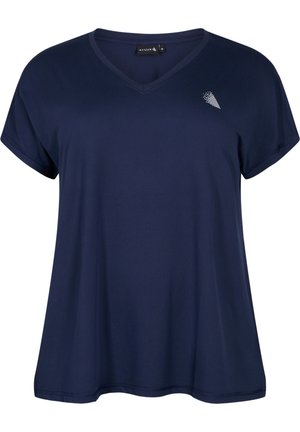 KORTÆRMET MED V-UDSKÆRING - Basic T-shirt - night sky