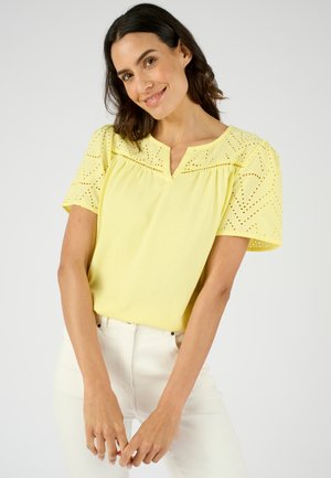 BRODERIE ANGLAISE  - T-shirt print - jaune