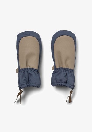 Tumed sinised labakindad helebeezide tekstureeritud peopesadega, elastsete mansettide ja külje avadega, mis lihtsustavad kasutamist. Pehme kangas.