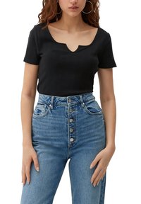 QS MIT AUSSCHNITT - Basic T-shirt - schwarz