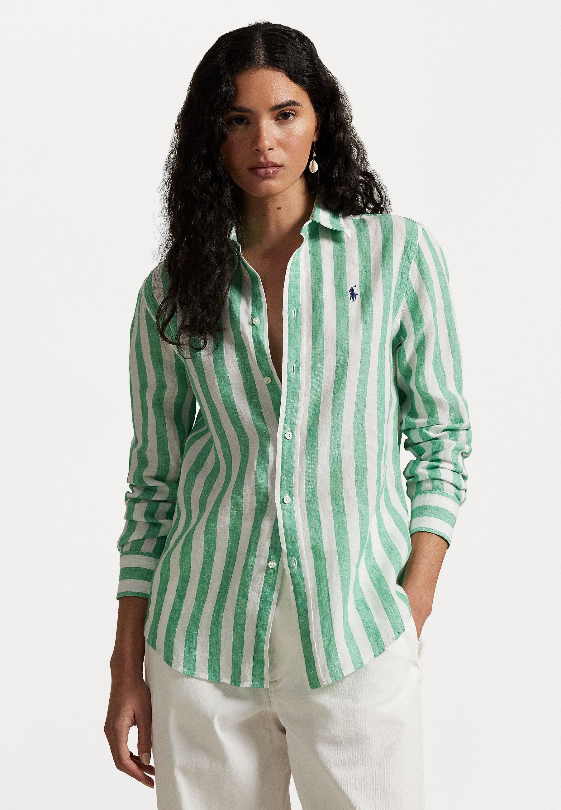 売れ筋商品|||ラルフローレン シャツ レディース トップス Button-down blouse - green/white Women's Green Shirts & Blouses | Ralph Lauren