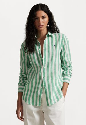 CLASSIC FIT STRIPED LINEN SHIRT - Chemisier - green/white