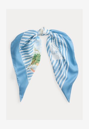 Lauren Ralph Lauren STRIPED POSTCARD-PRINT SILK SQUARE SCARF - Selyemkendő - light blue