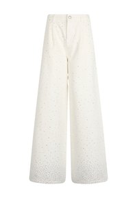 WITH RHINESTONES - Široké džíny - white