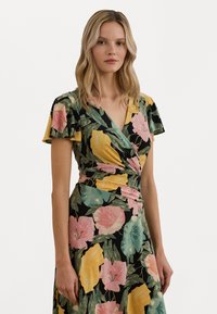 Lauren Ralph Lauren - BESARRY SHORT SLEEVE DAY DRESS - Jurk - black/pink/green Miniatuurafbeelding 1