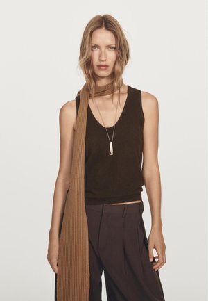 CREW NECK - Linne - mottled dark brown