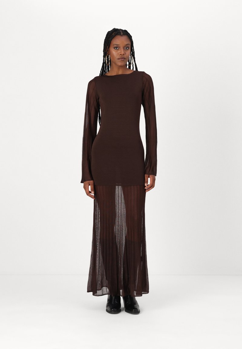 burgundy knit dress midi Self-Portrait - Burgundy Ribbed Knit Midi Dress