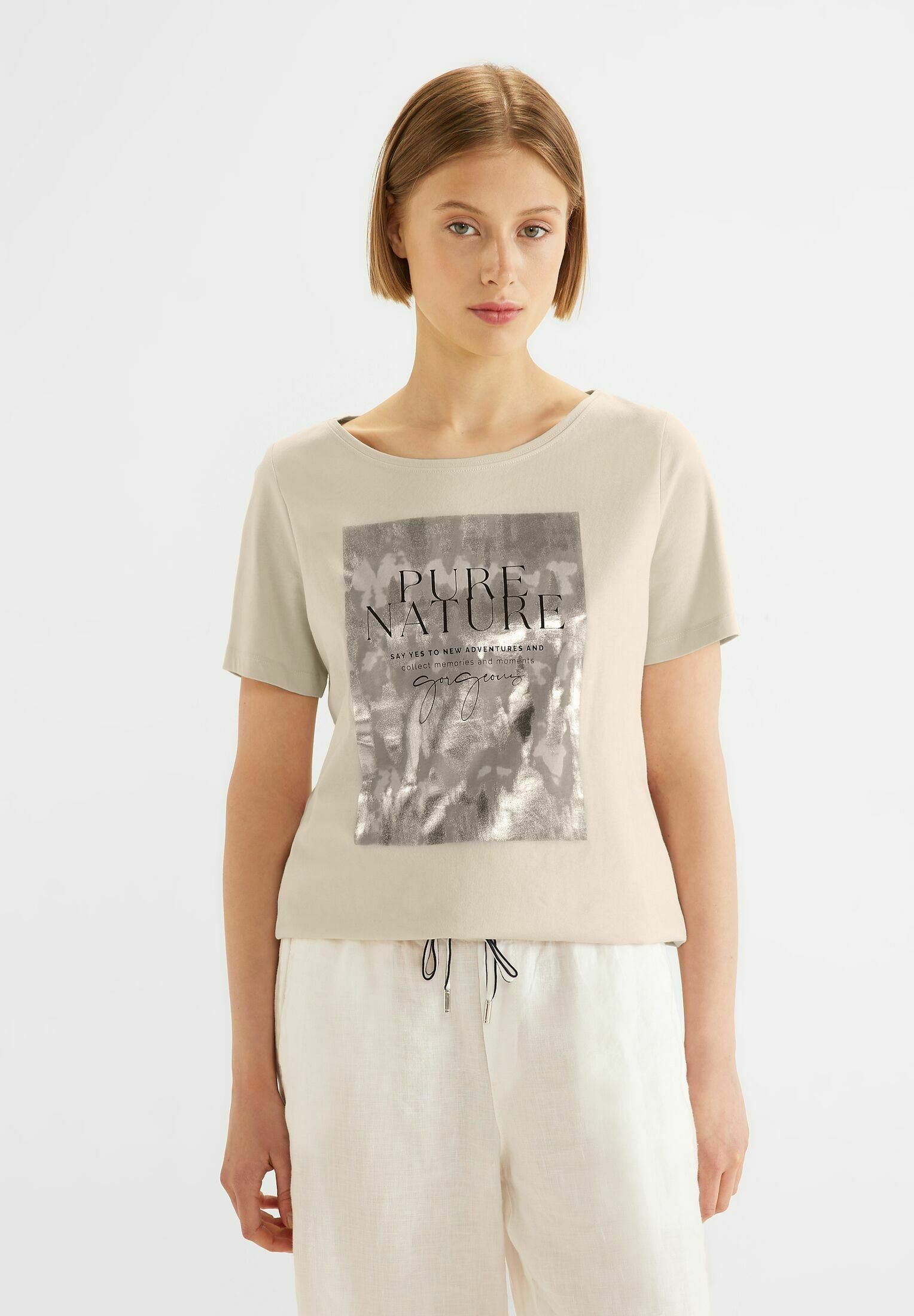 T-shirt Street One Con Paillettes, Smooth Sand Beige, Taglia 50, In Puro Cotone, Girocollo - 4