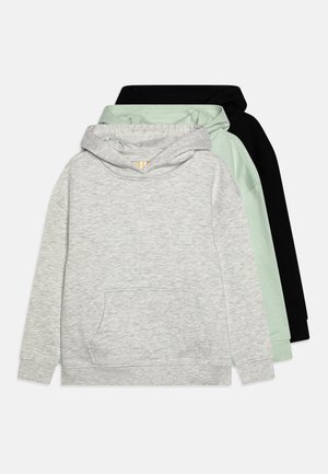 UNISEX 3 PACK  - Hoodie - black/mottled light grey/mint