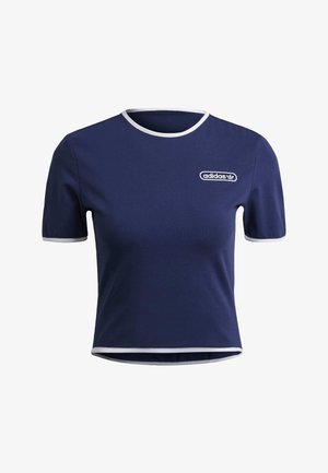 adidas Originals, CROP WITH BINDING DETAILS - Tričko s potlačou - blue