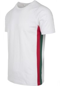 Urban Classics RAGLAN SIDE STRIPE TEE - Apdrukāts T-krekls - white/firered/green