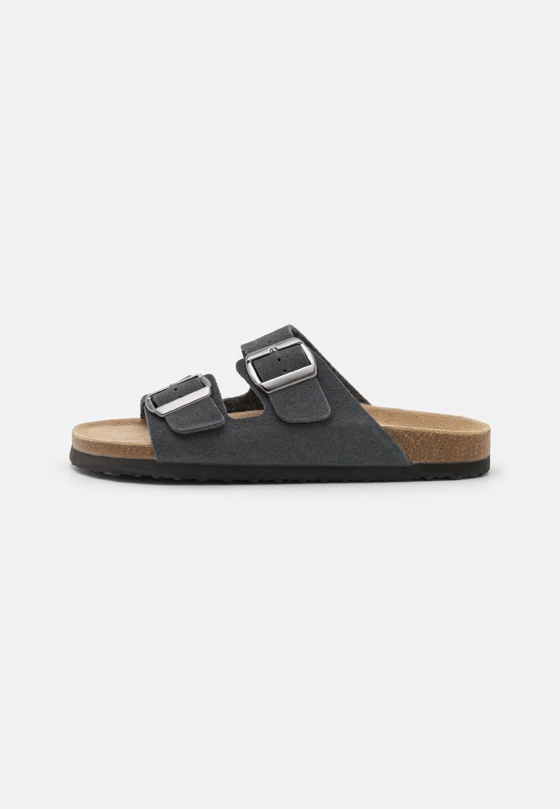 Pier One LEATHER UNISEX - Tofflor & inneskor - dark grey