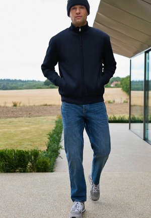 Next Cardigan - navy borg lined
