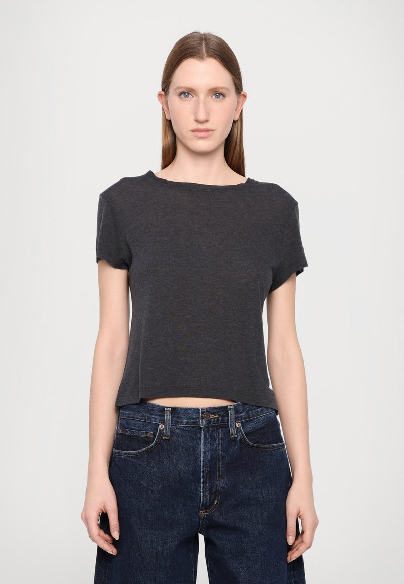Agolde - ADINE SHRUNKEN TEE - T-shirt basique - chrcoal heather, Agrandir