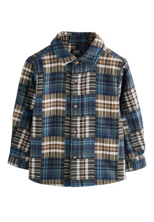 Next REGULAR FIT - PATCHWORK  - Vapaa-ajan kauluspaita - green blue check
