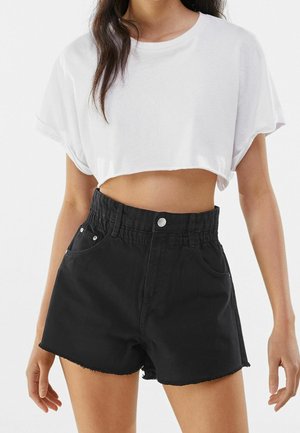Bershka Denimshorts - mottled dark grey
